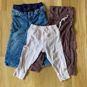 3 Pairs/Lot Baby Gap My First Easy Slim Jeggings, Pink and Burgundy Sweatpants